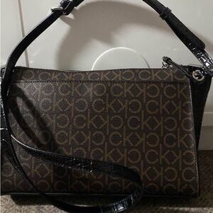 Calvin Klein Monogram Brown and Black Shoulder Bag